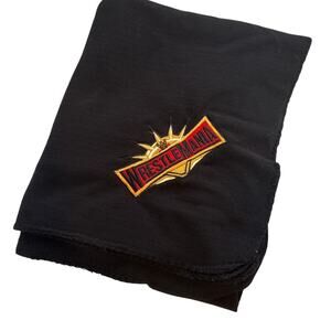 Wrestlemania Black Fleece Throw Blanket Embroidered Red Gold Logo Soft WWE